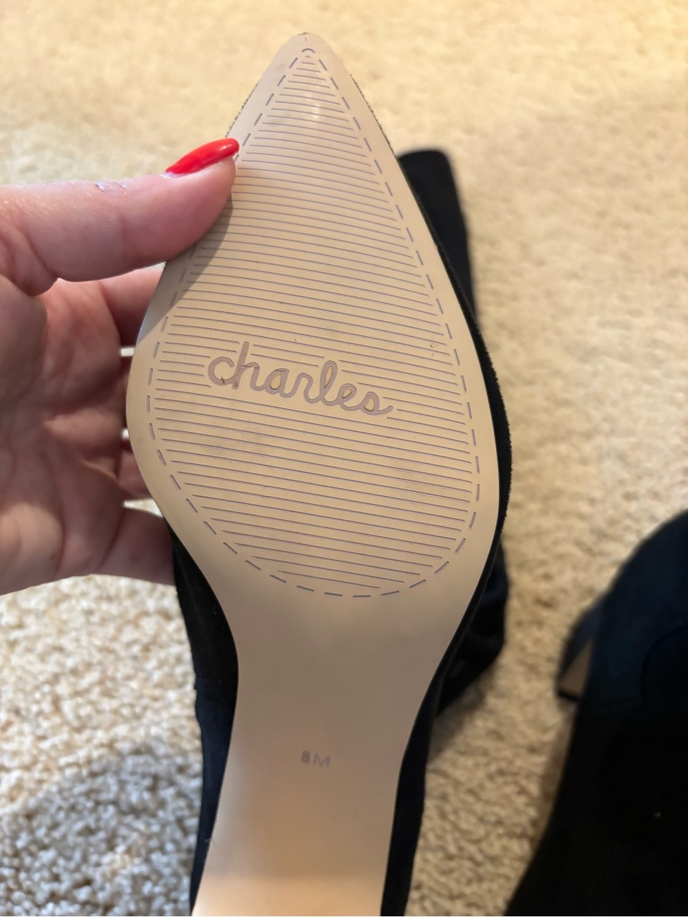 Charlies Black Pointed Toe Suede Pumps - Picture 2 of 4